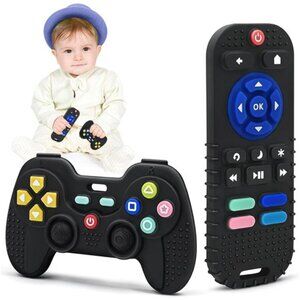 Baby Teething Toys for 3-6-12 Months, Silicone Sensory Teether Remote & Game